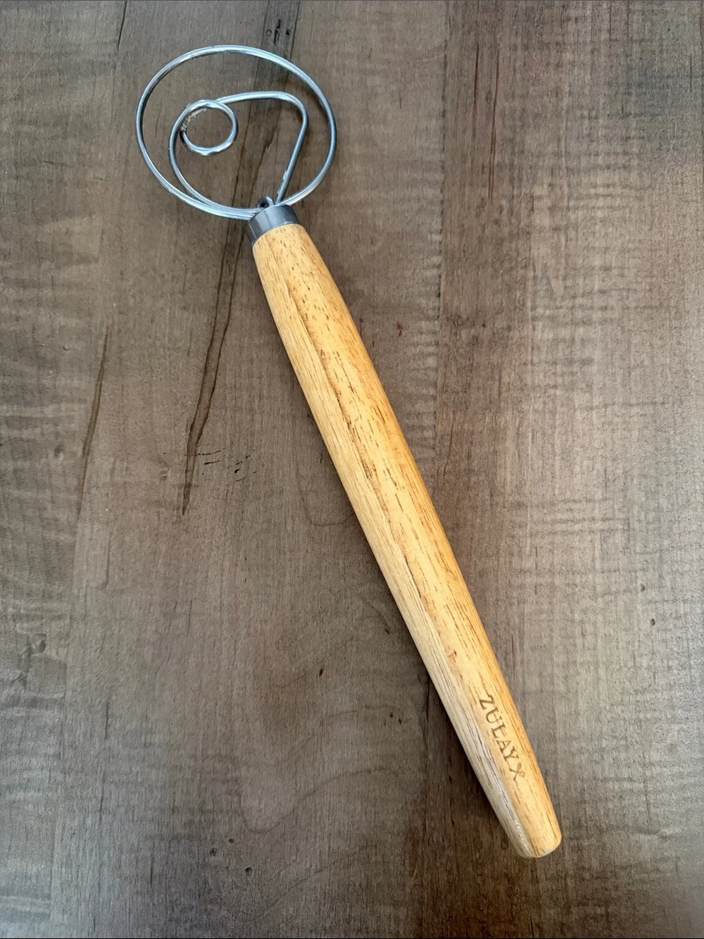 Zulay Wooden Handle dough Whisk - Natural Wood